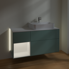 Тумба под раковину Villeroy & Boch Finion 120х50,1 см с подсветкой МДФ оливковый матовый лак/стекло белое матовое G141MTGM