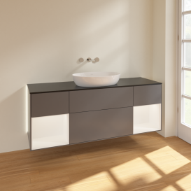 Тумба под раковину Villeroy & Boch Finion 160х50,1 см с подсветкой МДФ антрацит матовый лак/стекло черное матовое GD02MTGK