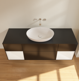 Тумба под раковину Villeroy & Boch Finion 160х50,1 см с подсветкой МДФ черный матовый лак/стекло черное матовое GD02MTPD