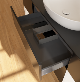 Тумба под раковину Villeroy & Boch Finion 160х50,1 см с подсветкой МДФ черный матовый лак/стекло черное матовое GD02MTPD