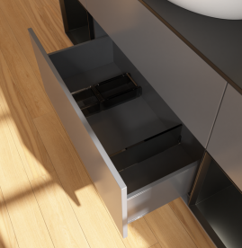 Тумба под раковину Villeroy & Boch Finion 160х50,1 см с подсветкой МДФ антрацит матовый лак/стекло черное матовое GD02PDGK