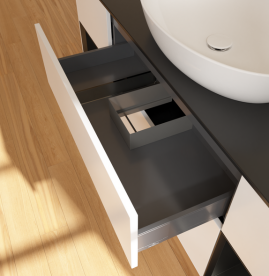 Тумба под раковину Villeroy & Boch Finion 160х50,1 см с подсветкой МДФ белый матовый лак/стекло черное матовое GD02PDMT