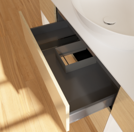 Тумба под раковину Villeroy & Boch Finion 160х50,1 см с подсветкой МДФ шпон дуба/стекло белое матовое GD01GFPC