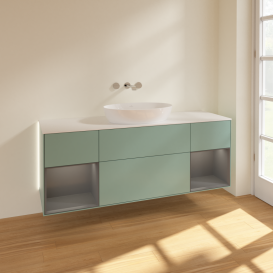 Тумба под раковину Villeroy & Boch Finion 160х50,1 см с подсветкой МДФ оливковый матовый лак/стекло белое матовое GD01GKGM