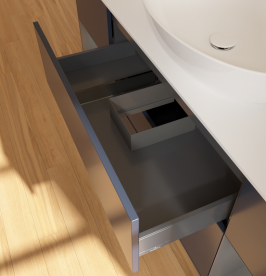 Тумба под раковину Villeroy & Boch Finion 160х50,1 см с подсветкой МДФ темно-синий матовый лак/стекло белое матовое GD01GKHG