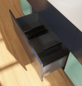 Тумба под раковину Villeroy & Boch Finion 160х50,1 см с подсветкой МДФ темно-синий матовый лак/стекло белое матовое GD01GMHG