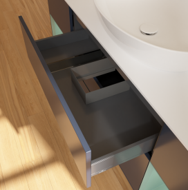 Тумба под раковину Villeroy & Boch Finion 160х50,1 см с подсветкой МДФ темно-синий матовый лак/стекло белое матовое GD01GMHG