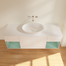 Тумба под раковину Villeroy & Boch Finion 160х50,1 см с подсветкой МДФ белый матовый лак/стекло белое матовое GD01GMMT