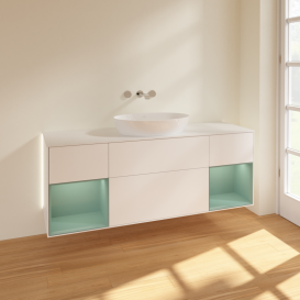 Тумба под раковину Villeroy & Boch Finion 160х50,1 см с подсветкой МДФ белый матовый лак/стекло белое матовое GD01GMMT