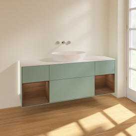 Тумба под раковину Villeroy & Boch Finion 160х50,1 см с подсветкой МДФ оливковый матовый лак/стекло белое матовое GD01GNGM