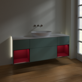 Тумба под раковину Villeroy & Boch Finion 160х50,1 см с подсветкой МДФ оливковый матовый лак/стекло белое матовое GD01HBGM