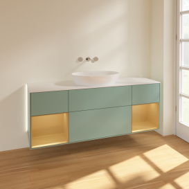 Тумба под раковину Villeroy & Boch Finion 160х50,1 см с подсветкой МДФ оливковый матовый лак/стекло белое матовое GD01HFGM