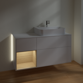 Тумба под раковину Villeroy & Boch Finion 120х50,1 см с подсветкой МДФ глянцевый белый лак/стекло белое матовое G141PCGF