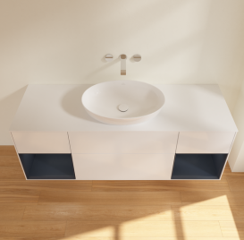 Тумба под раковину Villeroy & Boch Finion 160х50,1 см с подсветкой МДФ глянцевый белый лак/стекло белое матовое GD01HGGF