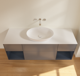 Тумба под раковину Villeroy & Boch Finion 160х50,1 см с подсветкой МДФ антрацит матовый лак/стекло белое матовое GD01HGGK