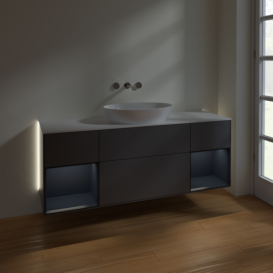 Тумба под раковину Villeroy & Boch Finion 160х50,1 см с подсветкой МДФ антрацит матовый лак/стекло белое матовое GD01HGGK