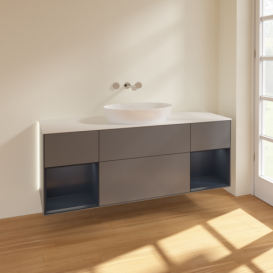 Тумба под раковину Villeroy & Boch Finion 160х50,1 см с подсветкой МДФ антрацит матовый лак/стекло белое матовое GD01HGGK