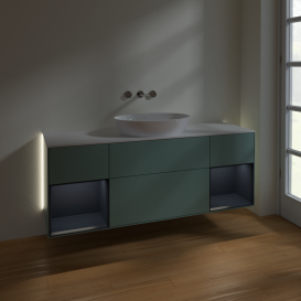 Тумба под раковину Villeroy & Boch Finion 160х50,1 см с подсветкой МДФ оливковый матовый лак/стекло белое матовое GD01HGGM