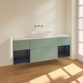 Тумба под раковину Villeroy & Boch Finion 160х50,1 см с подсветкой МДФ оливковый матовый лак/стекло белое матовое GD01HGGM