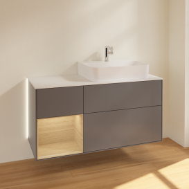 Тумба под раковину Villeroy & Boch Finion 120х50,1 см с подсветкой МДФ антрацит матовый лак/стекло белое матовое G141PCGK