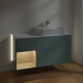 Тумба под раковину Villeroy & Boch Finion 120х50,1 см с подсветкой МДФ оливковый матовый лак/стекло белое матовое G141PCGM