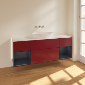 Тумба под раковину Villeroy & Boch Finion 160х50,1 см с подсветкой МДФ пион матовый лак/стекло белое матовое GD01HGHB