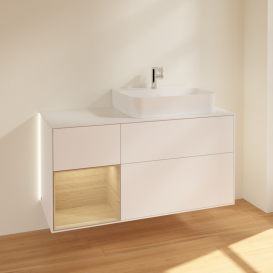 Тумба под раковину Villeroy & Boch Finion 120х50,1 см с подсветкой МДФ белый матовый лак/стекло белое матовое G141PCMT