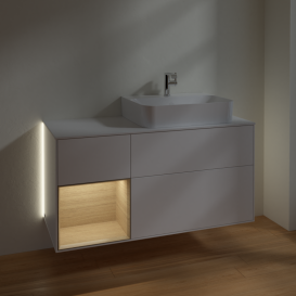 Тумба под раковину Villeroy & Boch Finion 120х50,1 см с подсветкой МДФ белый матовый лак/стекло белое матовое G141PCMT