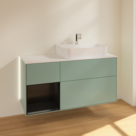 Тумба под раковину Villeroy & Boch Finion 120х50,1 см с подсветкой МДФ оливковый матовый лак/стекло белое матовое G141PDGM