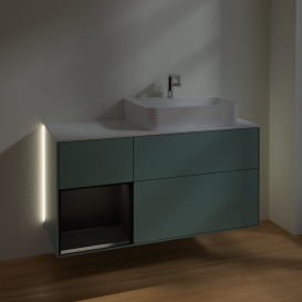Тумба под раковину Villeroy & Boch Finion 120х50,1 см с подсветкой МДФ оливковый матовый лак/стекло белое матовое G141PDGM