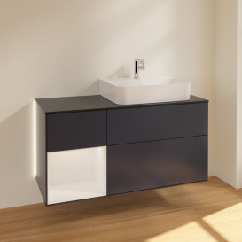 Тумба под раковину Villeroy & Boch Finion 120х50,1 см с подсветкой МДФ темно-синий матовый лак/стекло черное матовое G142GFHG