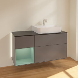 Тумба под раковину Villeroy & Boch Finion 120х50,1 см с подсветкой МДФ антрацит матовый лак/стекло черное матовое G142GMGK