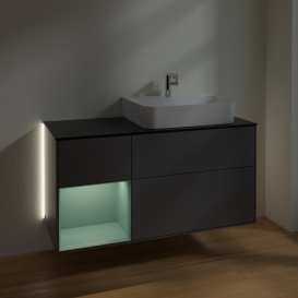 Тумба под раковину Villeroy & Boch Finion 120х50,1 см с подсветкой МДФ антрацит матовый лак/стекло черное матовое G142GMGK