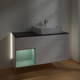 Тумба под раковину Villeroy & Boch Finion 120х50,1 см с подсветкой МДФ белый матовый лак/стекло черное матовое G142GMMT