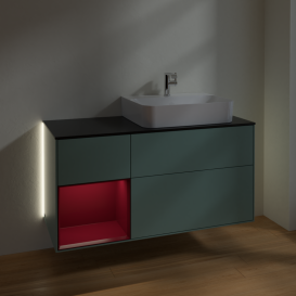 Тумба под раковину Villeroy & Boch Finion 120х50,1 см с подсветкой МДФ оливковый матовый лак/стекло черное матовое G142HBGM