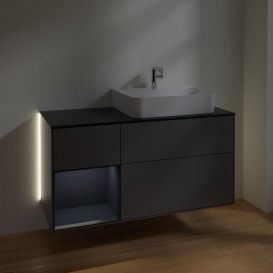 Тумба под раковину Villeroy & Boch Finion 120х50,1 см с подсветкой МДФ антрацит матовый лак/стекло белое матовое G142HGGK