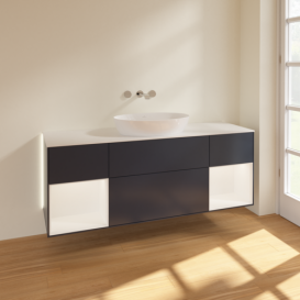 Тумба под раковину Villeroy & Boch Finion 160х50,1 см с подсветкой МДФ темно-синий матовый лак/стекло белое матовое GD01MTHG