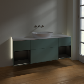 Тумба под раковину Villeroy & Boch Finion 160х50,1 см с подсветкой МДФ оливковый матовый лак/стекло белое матовое GD01PDGM