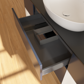 Тумба под раковину Villeroy & Boch Finion 160х50,1 см с подсветкой МДФ темно-синий матовый лак/стекло черное матовое GD02GFHG