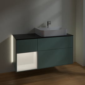 Тумба под раковину Villeroy & Boch Finion 120х50,1 см с подсветкой МДФ оливковый матовый лак/стекло черное матовое G142MTGM