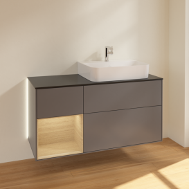 Тумба под раковину Villeroy & Boch Finion 120х50,1 см с подсветкой МДФ антрацит матовый лак/стекло черное матовое G142PCGK