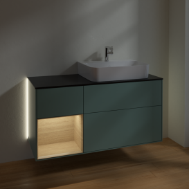 Тумба под раковину Villeroy & Boch Finion 120х50,1 см с подсветкой МДФ оливковый матовый лак/стекло черное матовое G142PCGM