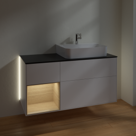 Тумба под раковину Villeroy & Boch Finion 120х50,1 см с подсветкой МДФ белый матовый лак/стекло черное матовое G142PCMT