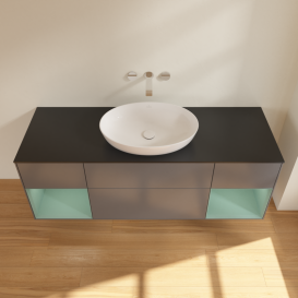 Тумба под раковину Villeroy & Boch Finion 160х50,1 см с подсветкой МДФ антрацит матовый лак/стекло черное матовое GD02GMGK