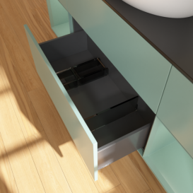 Тумба под раковину Villeroy & Boch Finion 160х50,1 см с подсветкой МДФ оливковый матовый лак/стекло черное матовое GD02GMGM