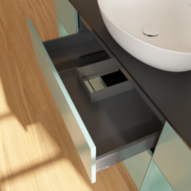 Тумба под раковину Villeroy & Boch Finion 160х50,1 см с подсветкой МДФ оливковый матовый лак/стекло черное матовое GD02GMGM