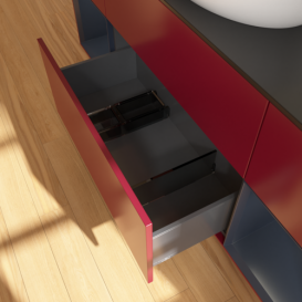 Тумба под раковину Villeroy & Boch Finion 160х50,1 см с подсветкой МДФ пион матовый лак/стекло черное матовое GD02HGHB