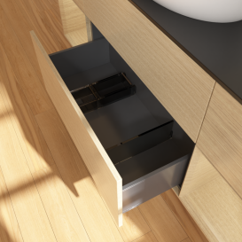 Тумба под раковину Villeroy & Boch Finion 160х50,1 см с подсветкой МДФ шпон дуба/стекло черное матовое GD02PCPC