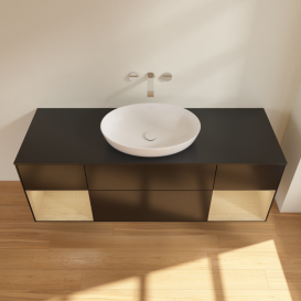 Тумба под раковину Villeroy & Boch Finion 160х50,1 см с подсветкой МДФ черный матовый лак/стекло черное матовое GD02PCPD