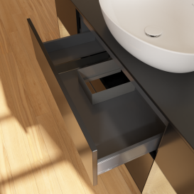 Тумба под раковину Villeroy & Boch Finion 160х50,1 см с подсветкой МДФ черный матовый лак/стекло черное матовое GD02PCPD